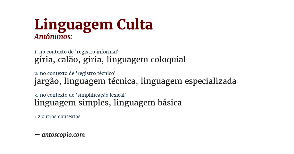 Antônimo de linguagem culta
