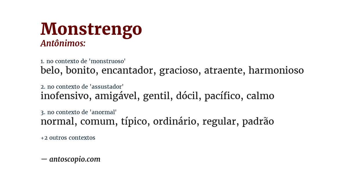 Antônimo de monstrengo