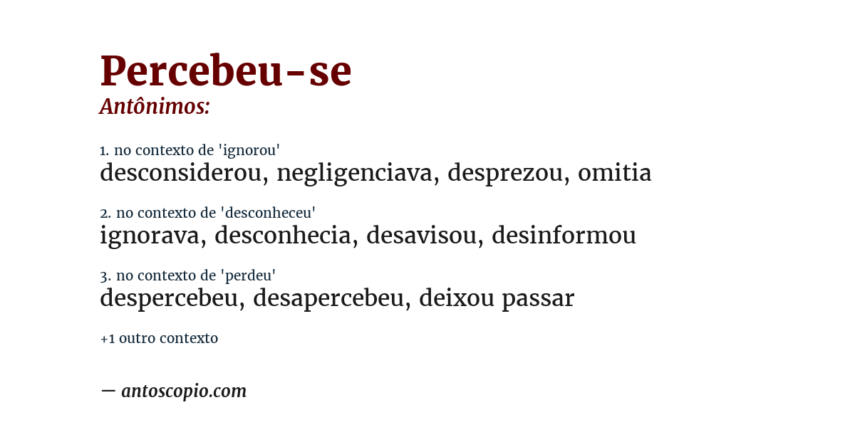 Antônimo de percebeu-se