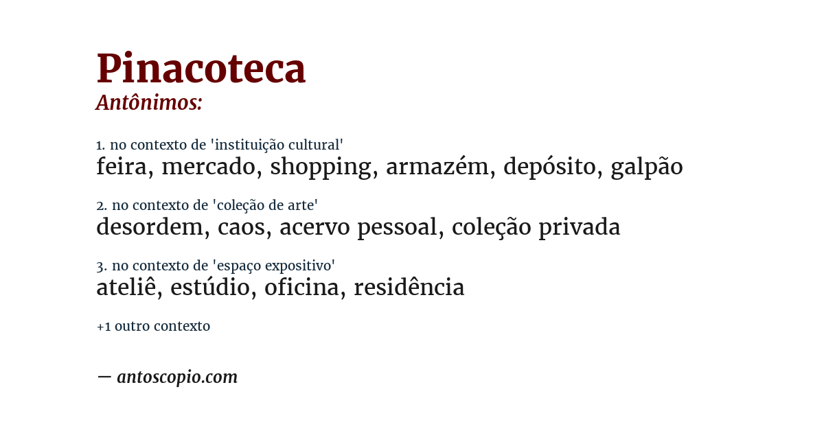 Antônimo de pinacoteca
