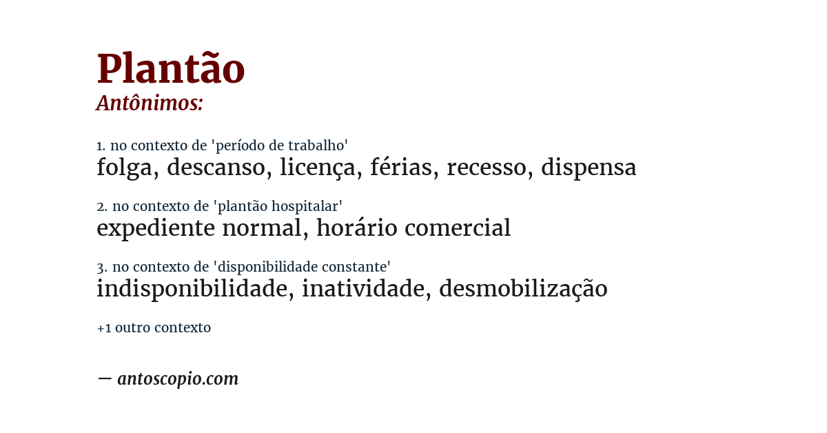 Antônimo de plantão