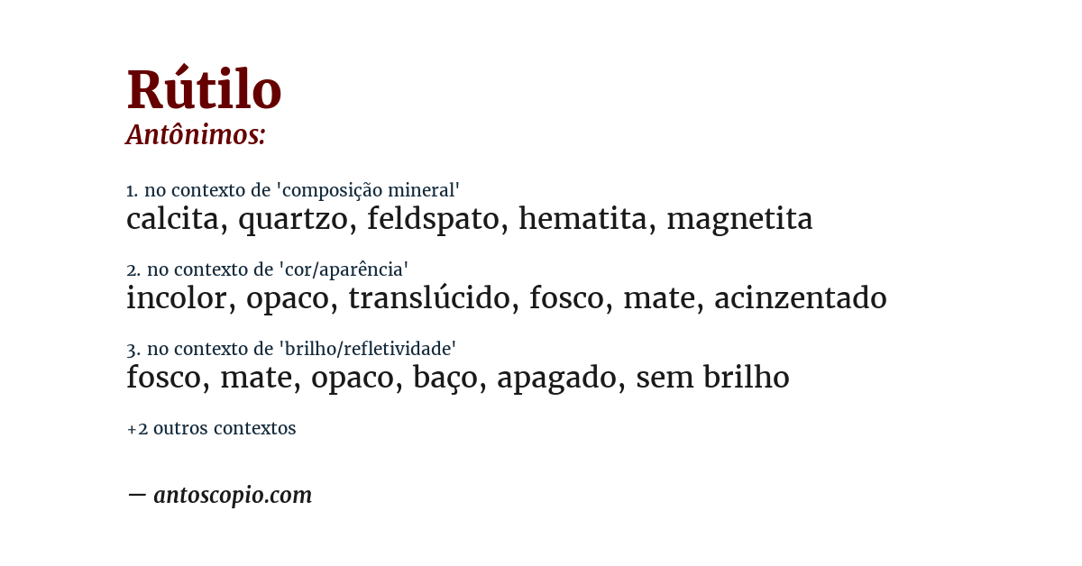 Antônimo de rútilo