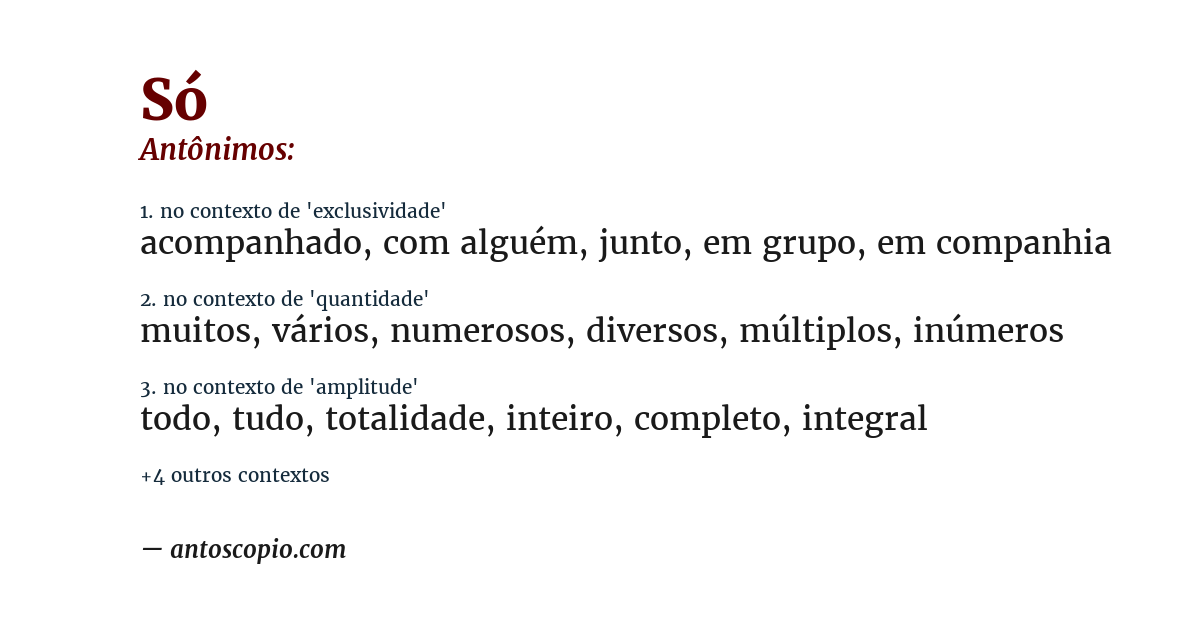 Antônimo de só