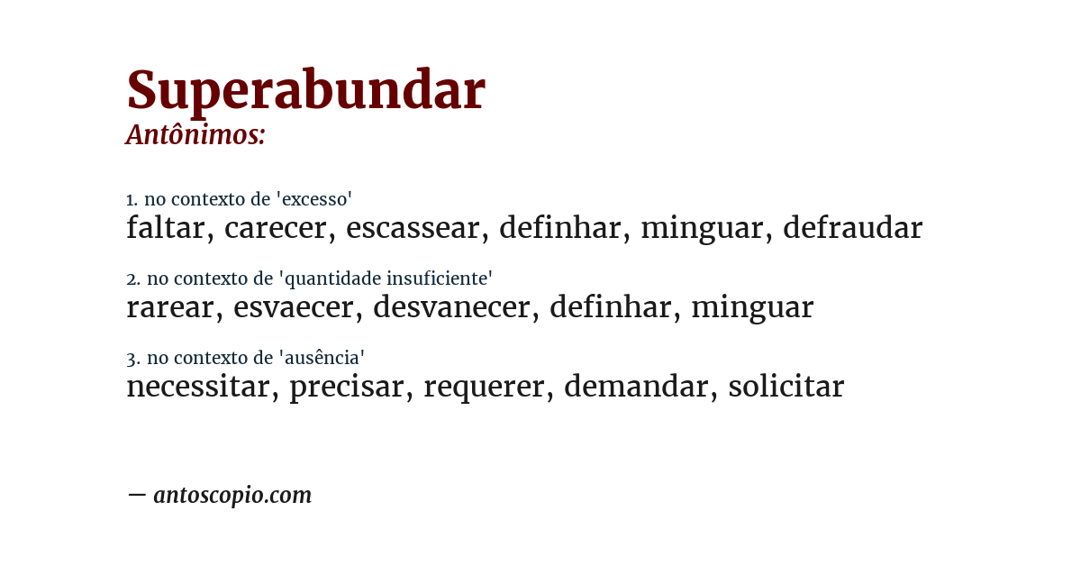 Antônimo de superabundar