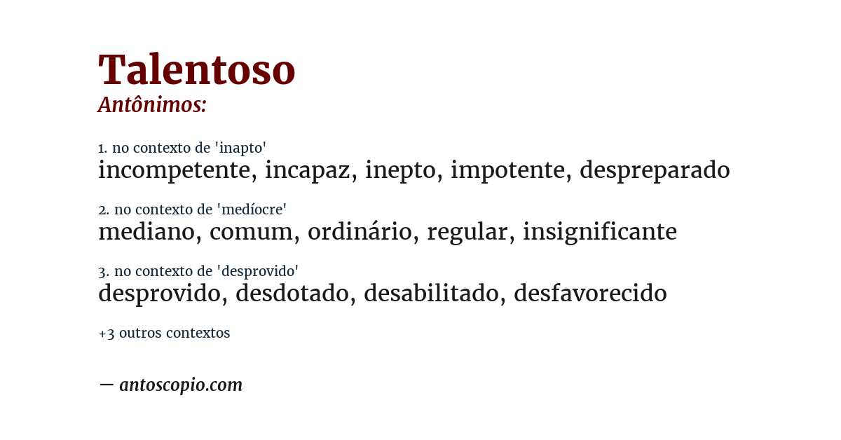 Antônimo de talentoso