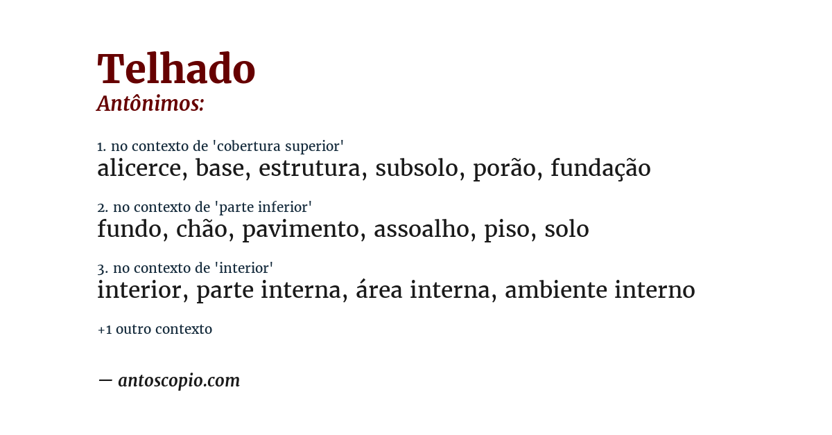 Antônimo de telhado