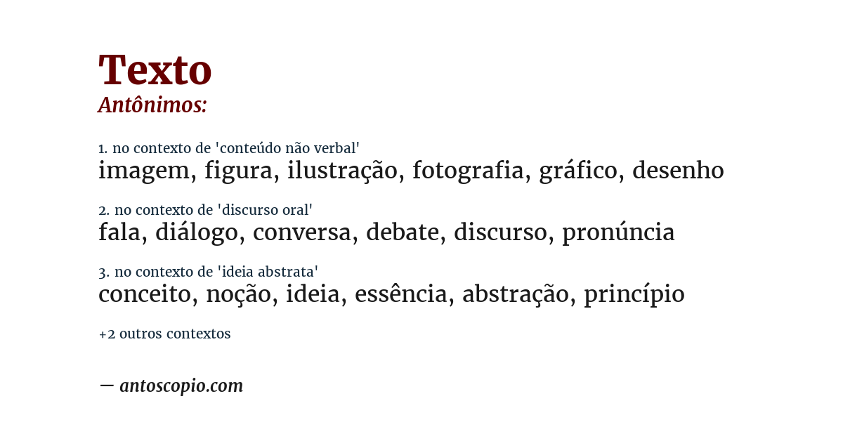 Antônimo de texto