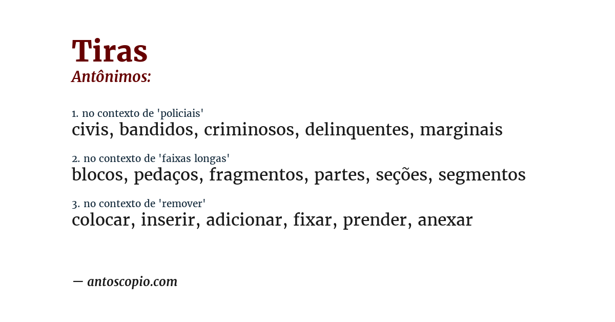 Antônimo de tiras