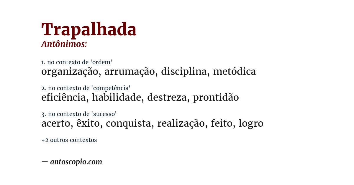 Antônimo de trapalhada