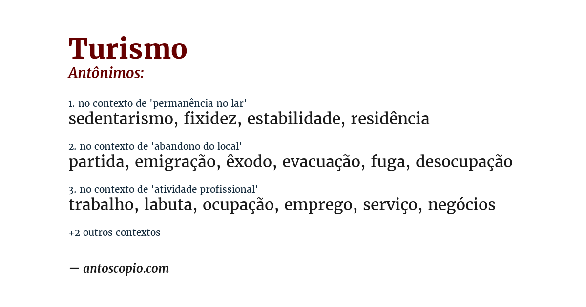 Antônimo de turismo