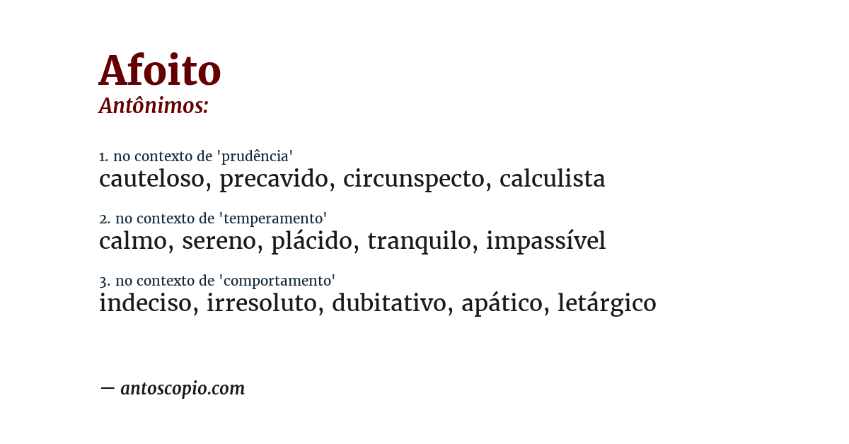 Antônimo de afoito