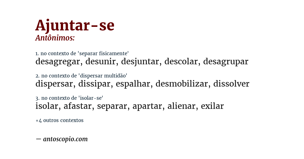 Antônimo de ajuntar-se