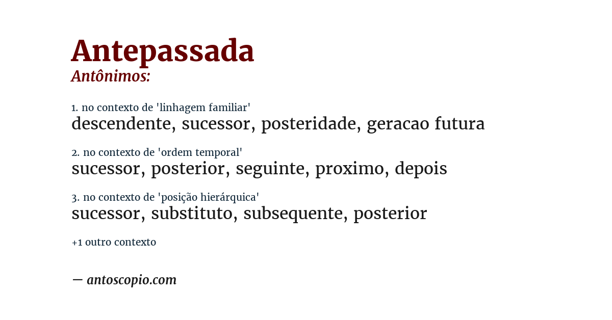 Antônimo de antepassada