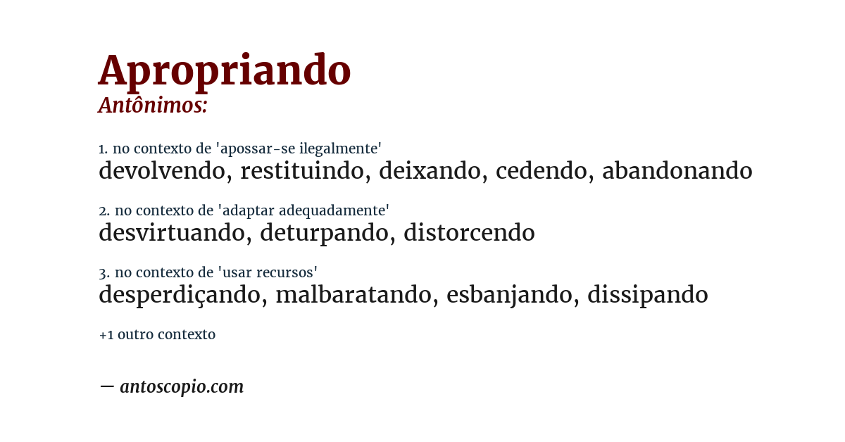 Antônimo de apropriando