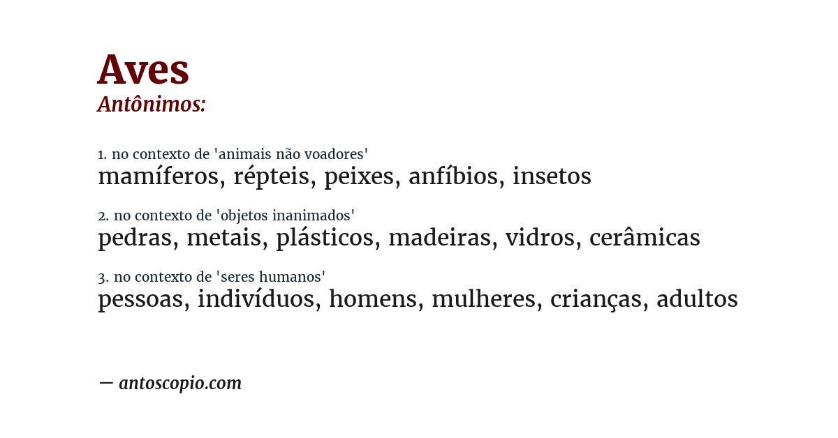 Antônimo de aves