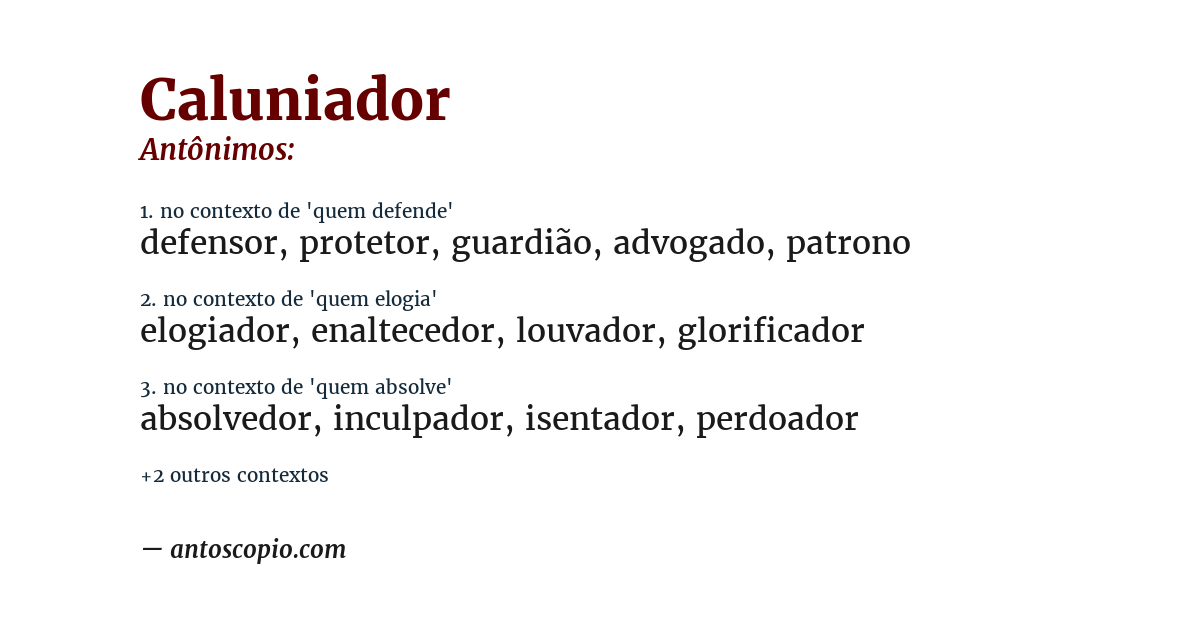 Antônimo de caluniador