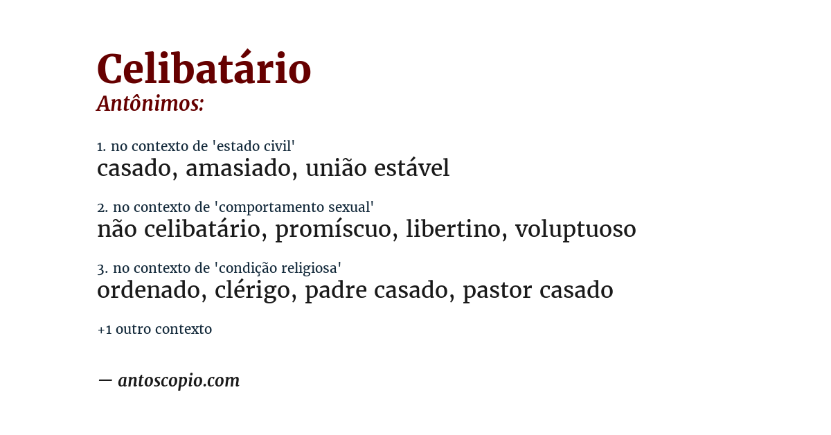 Antônimo de celibatário