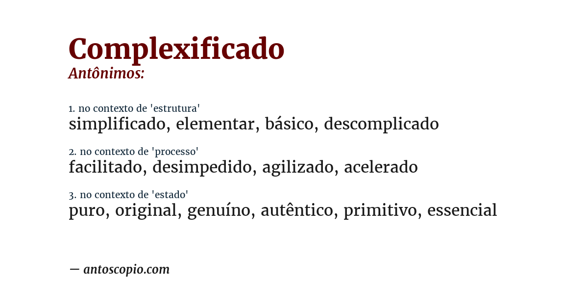 Antônimo de complexificado