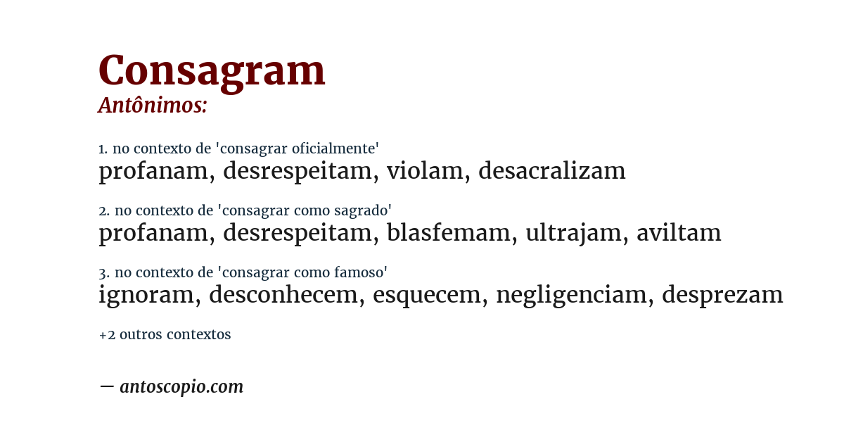 Antônimo de consagram