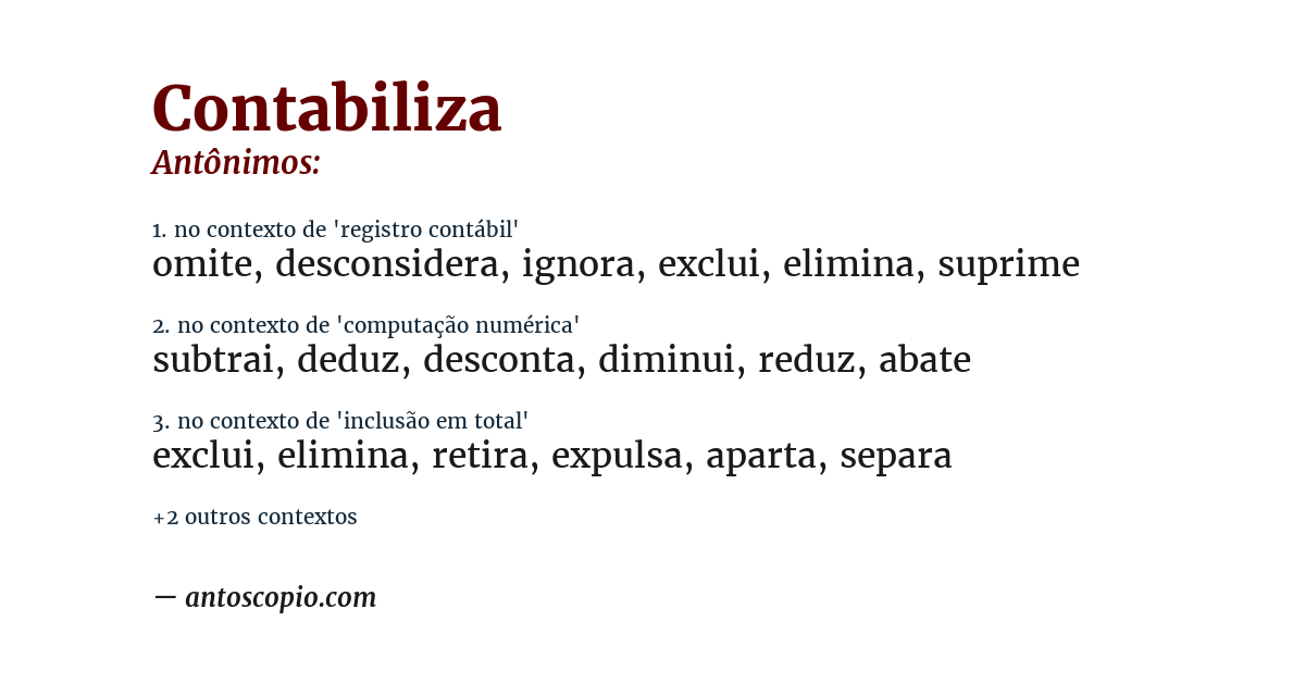 Antônimo de contabiliza