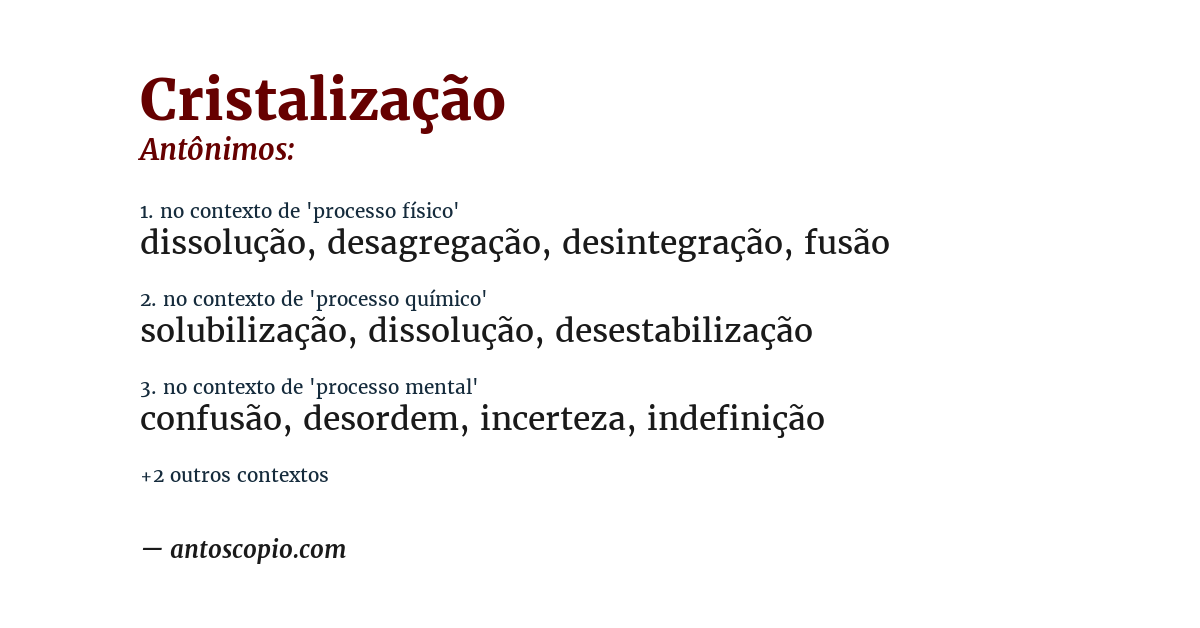 Antônimo de cristalização