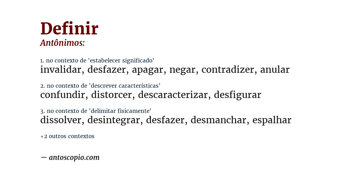 Antônimo de definir
