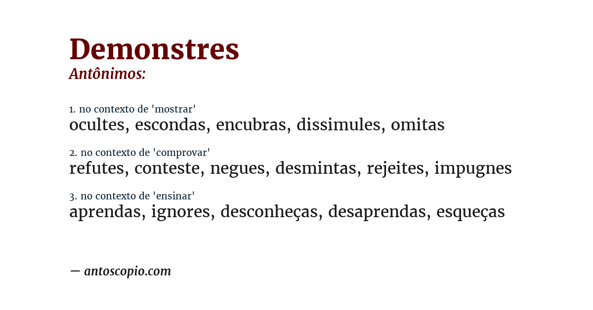 Antônimo de demonstres