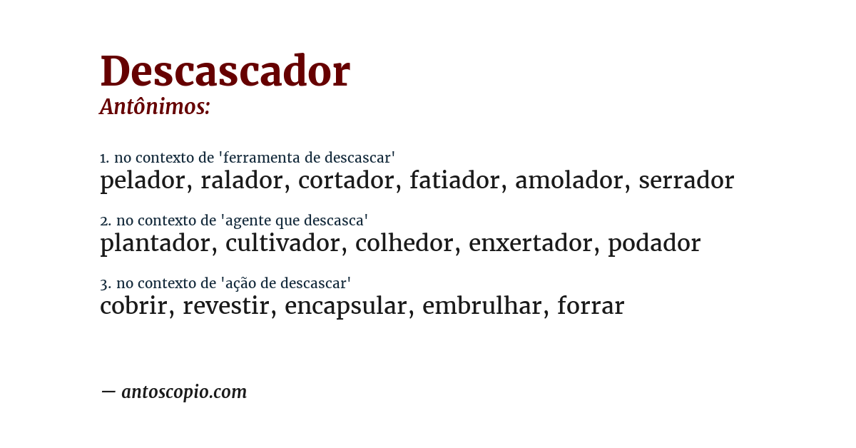 Antônimo de descascador