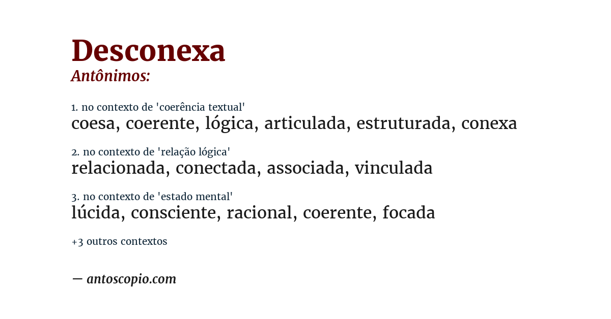 Antônimo de desconexa
