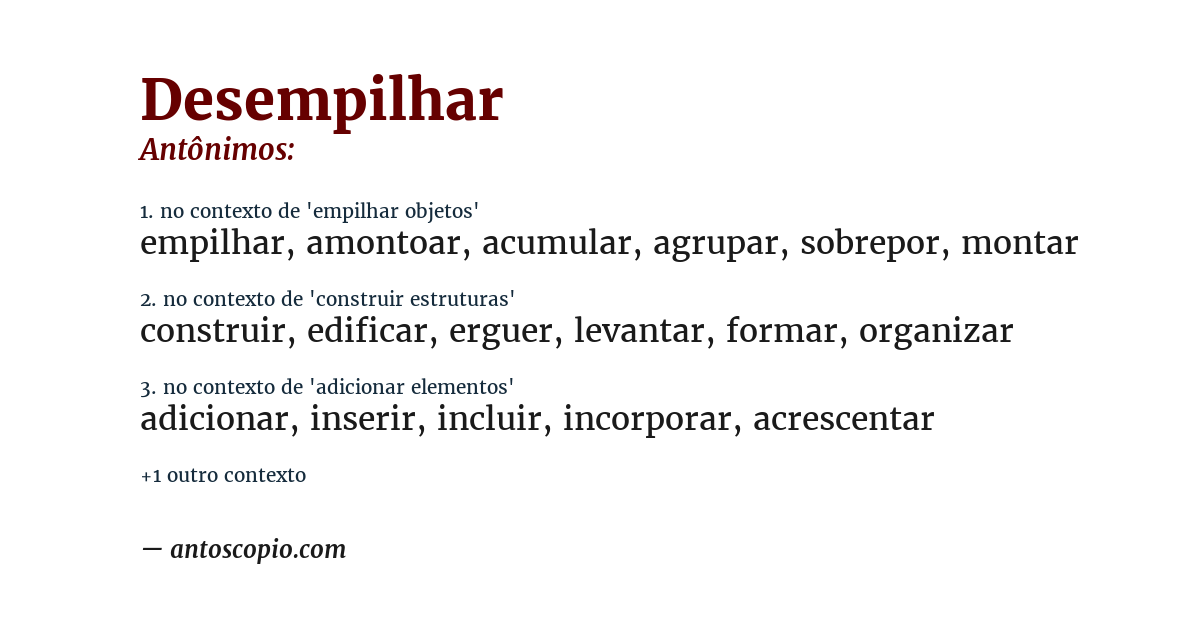 Antônimo de desempilhar