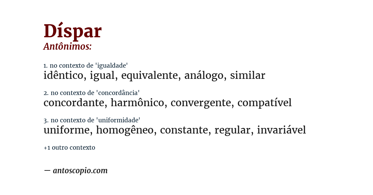 Antônimo de díspar