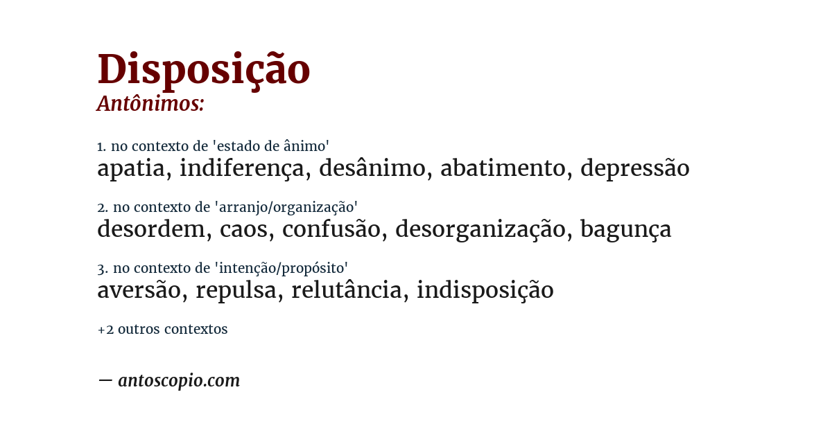 Antônimo de disposição