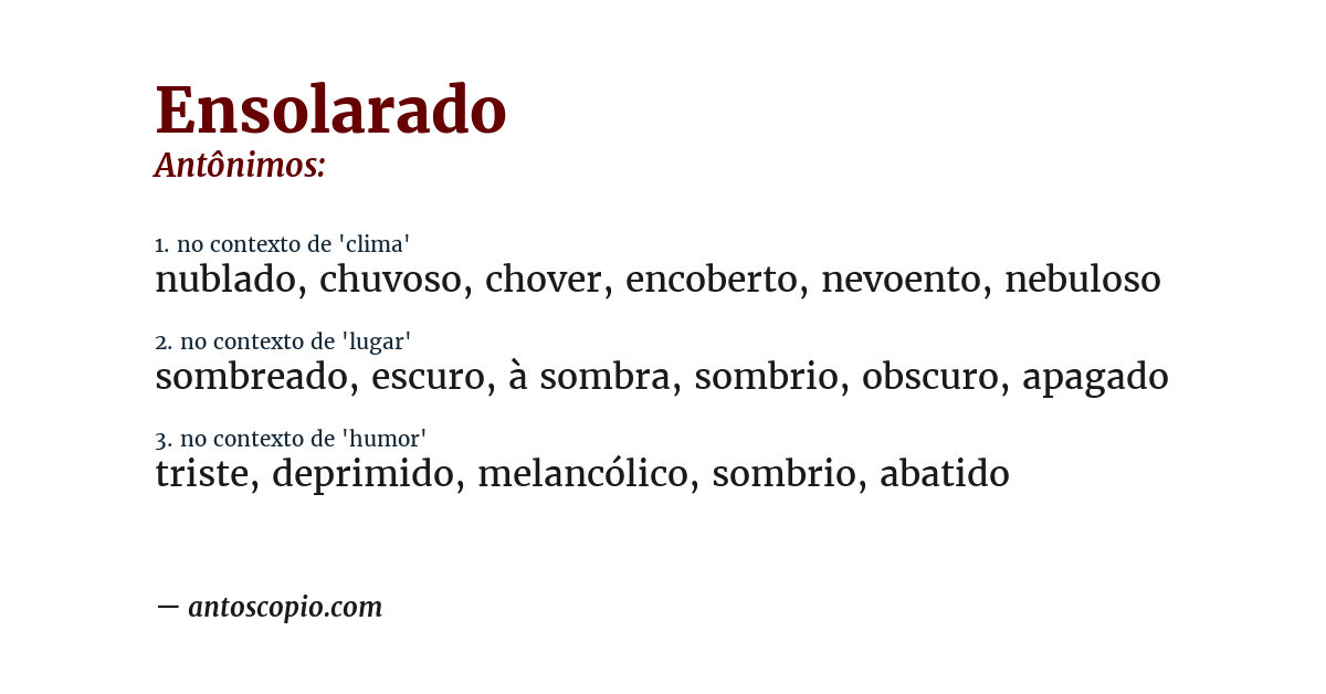 Antônimo de ensolarado