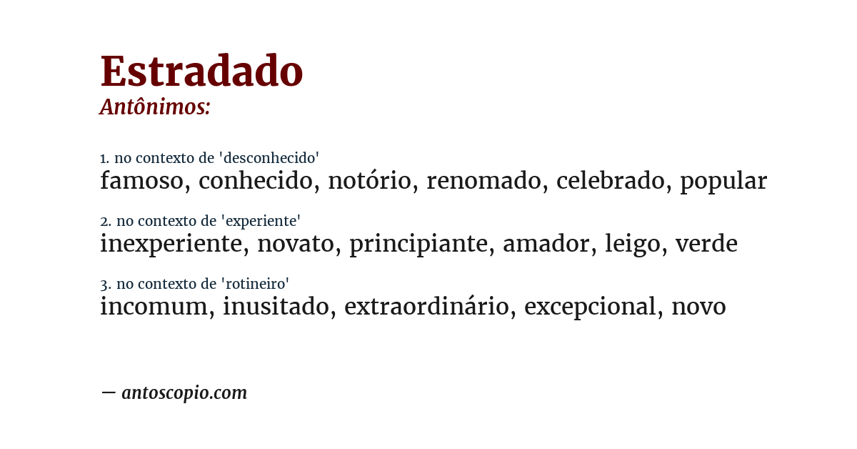 Antônimo de estradado