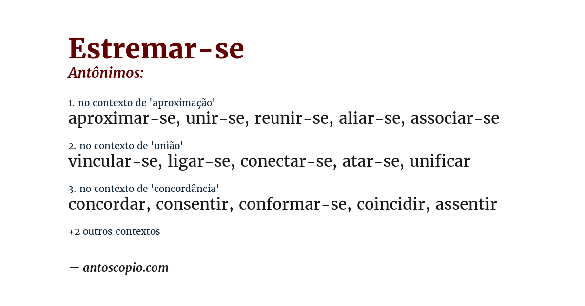 Antônimo de estremar-se