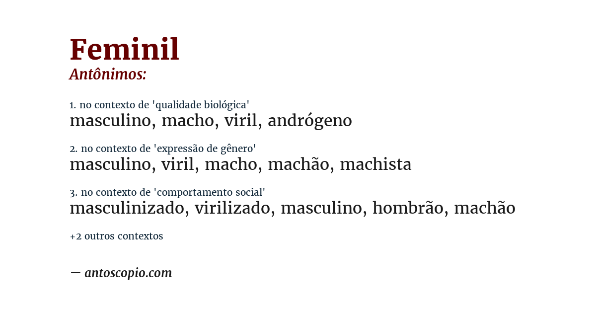 Antônimo de feminil