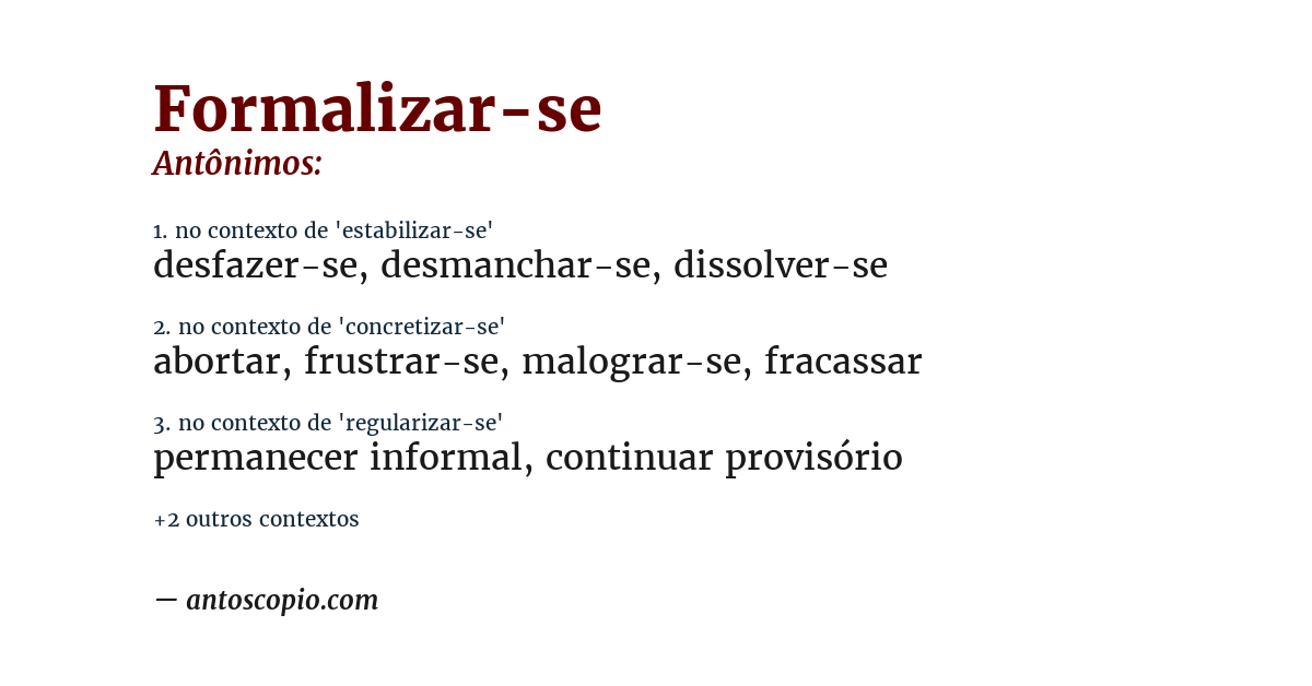 Antônimo de formalizar-se