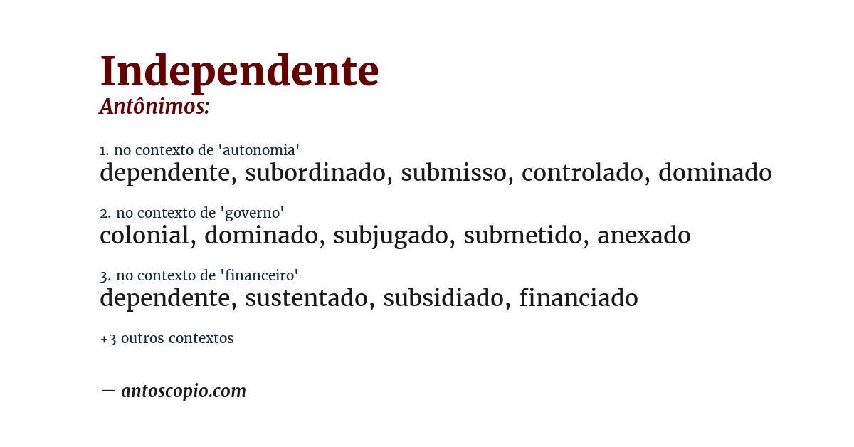 Antônimo de independente
