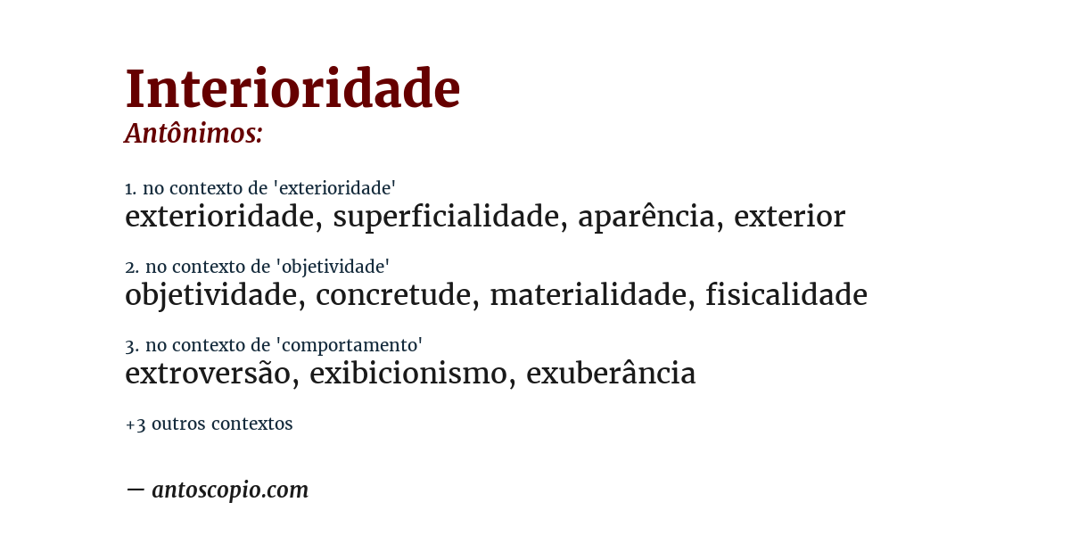 Antônimo de interioridade