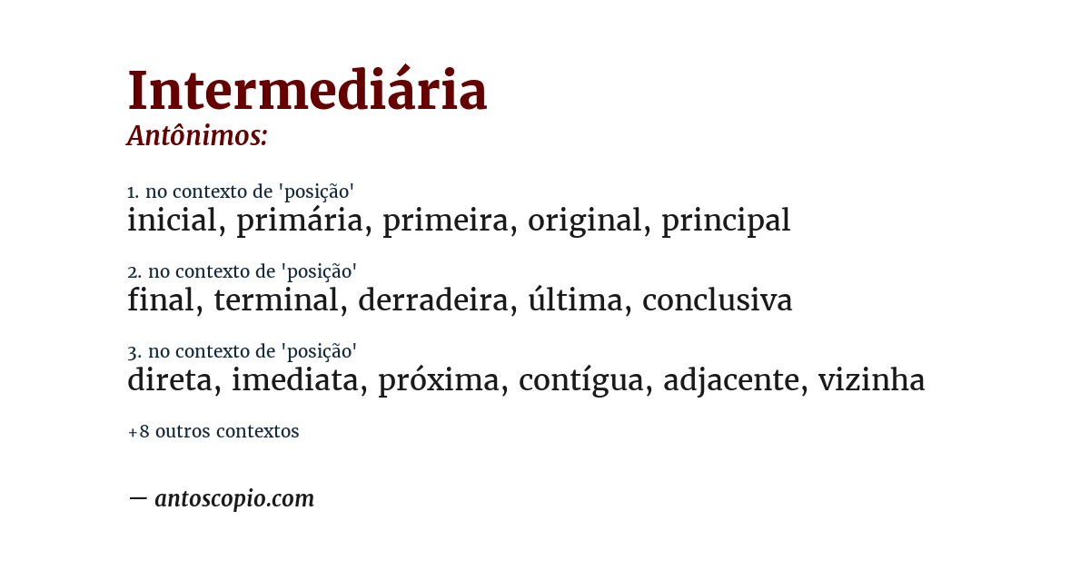 Antônimo de intermediária