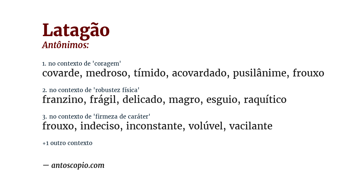 Antônimo de latagão