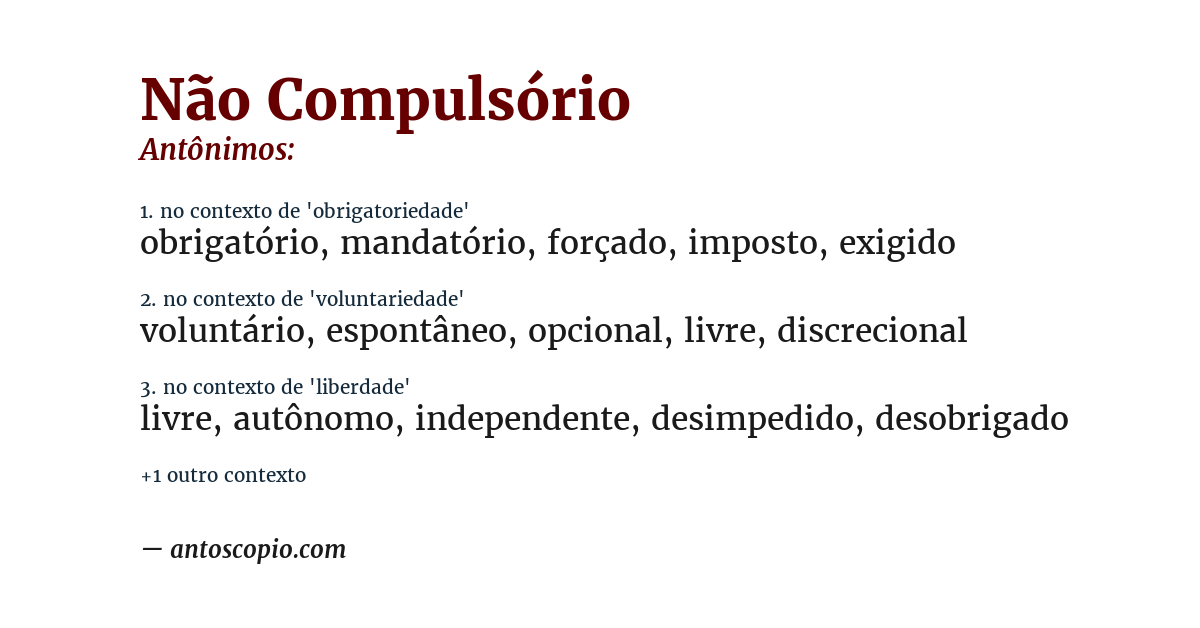 Antônimo de não compulsório