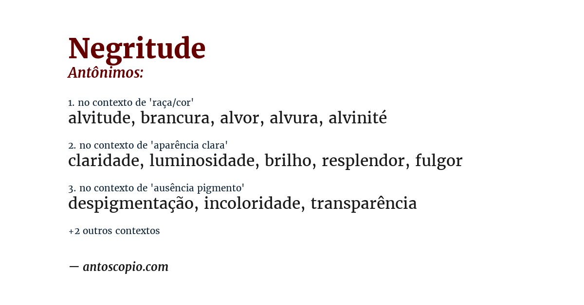 Antônimo de negritude