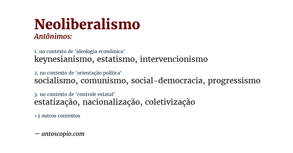 Antônimo de neoliberalismo