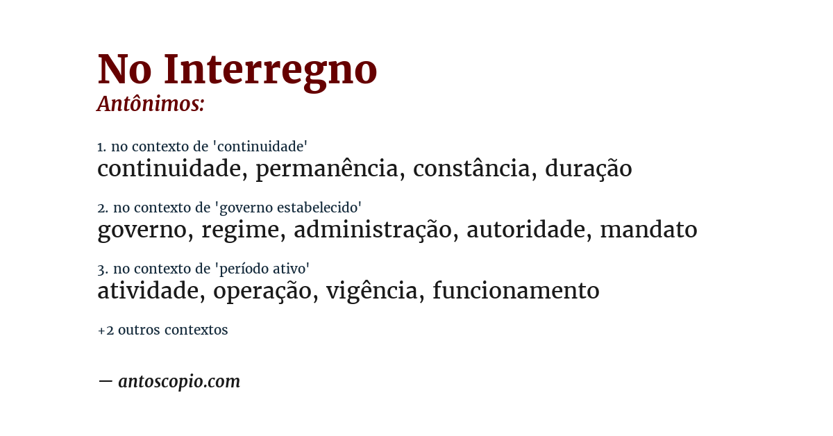 Antônimo de no interregno