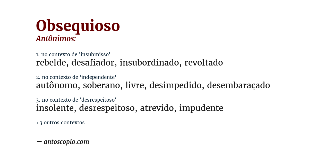 Antônimo de obsequioso