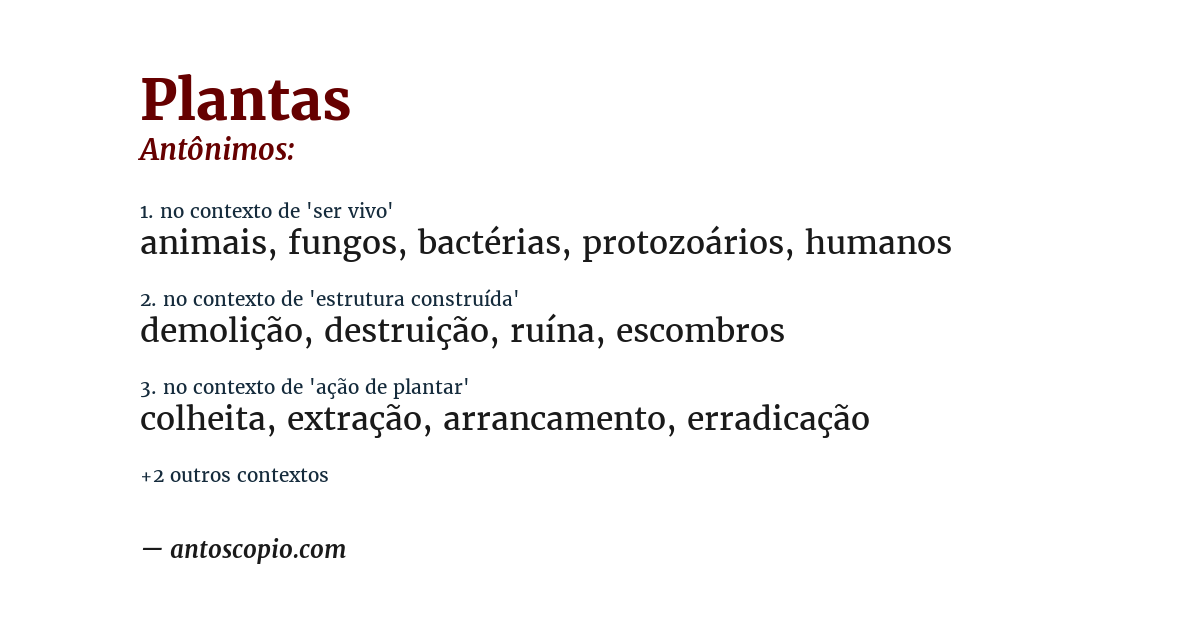 Antônimo de plantas