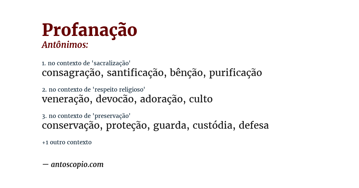 Antônimo de profanação