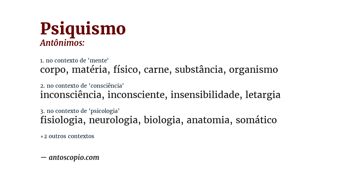 Antônimo de psiquismo