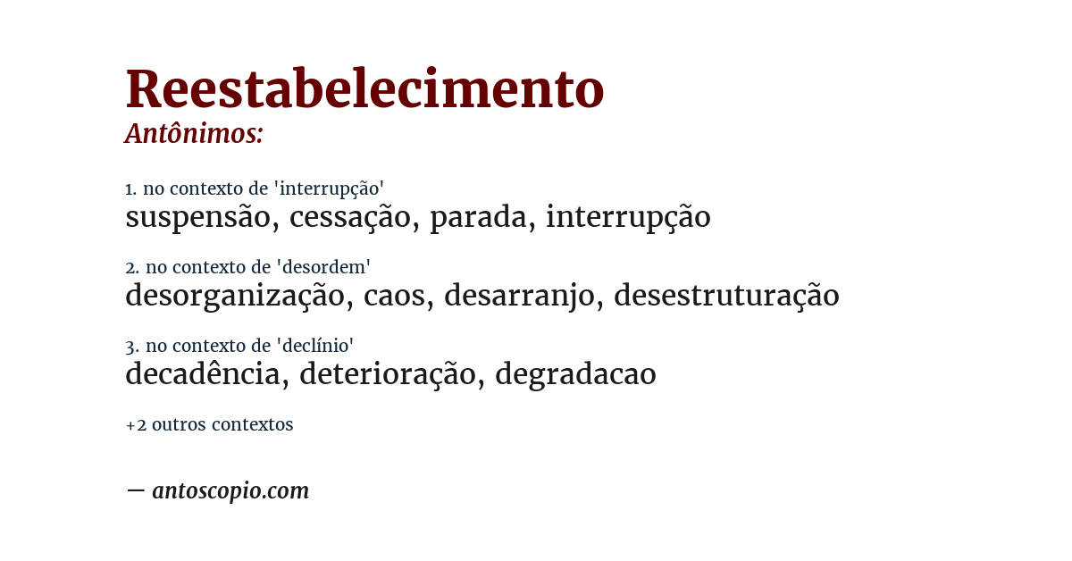 Antônimo de reestabelecimento
